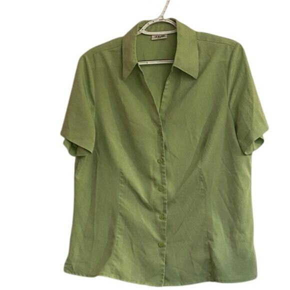 Liz Baker Petite Light Green Tailored Button Up Short Sleeve - Picture 2 of 5